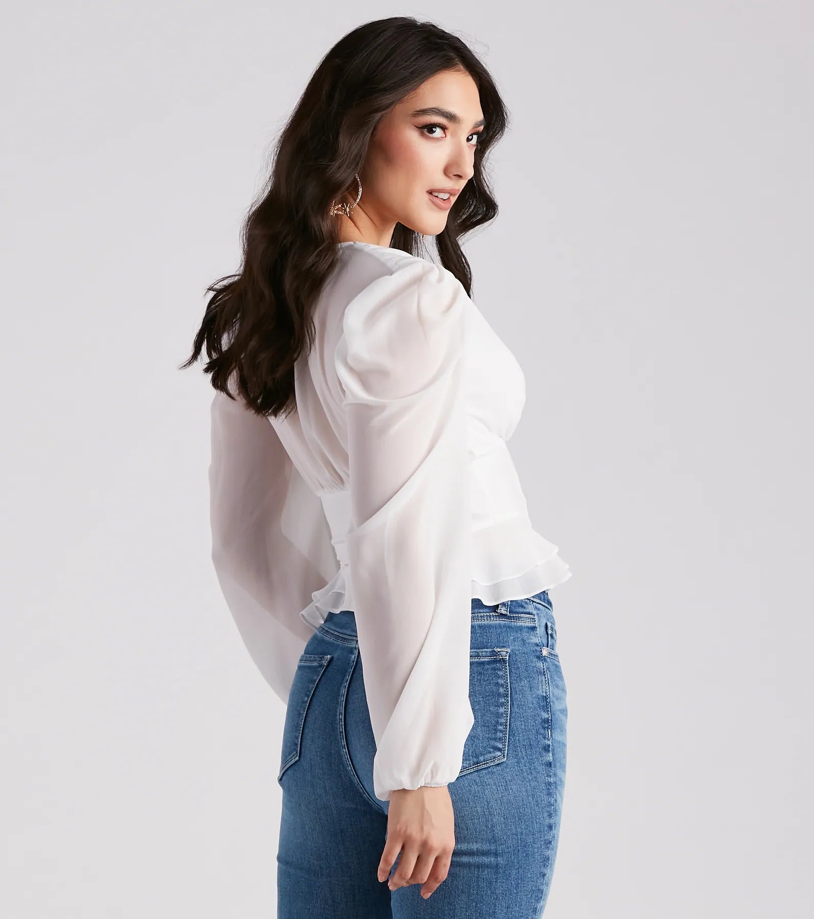 Chic Charm Chiffon Peplum Corset Top - Image 6