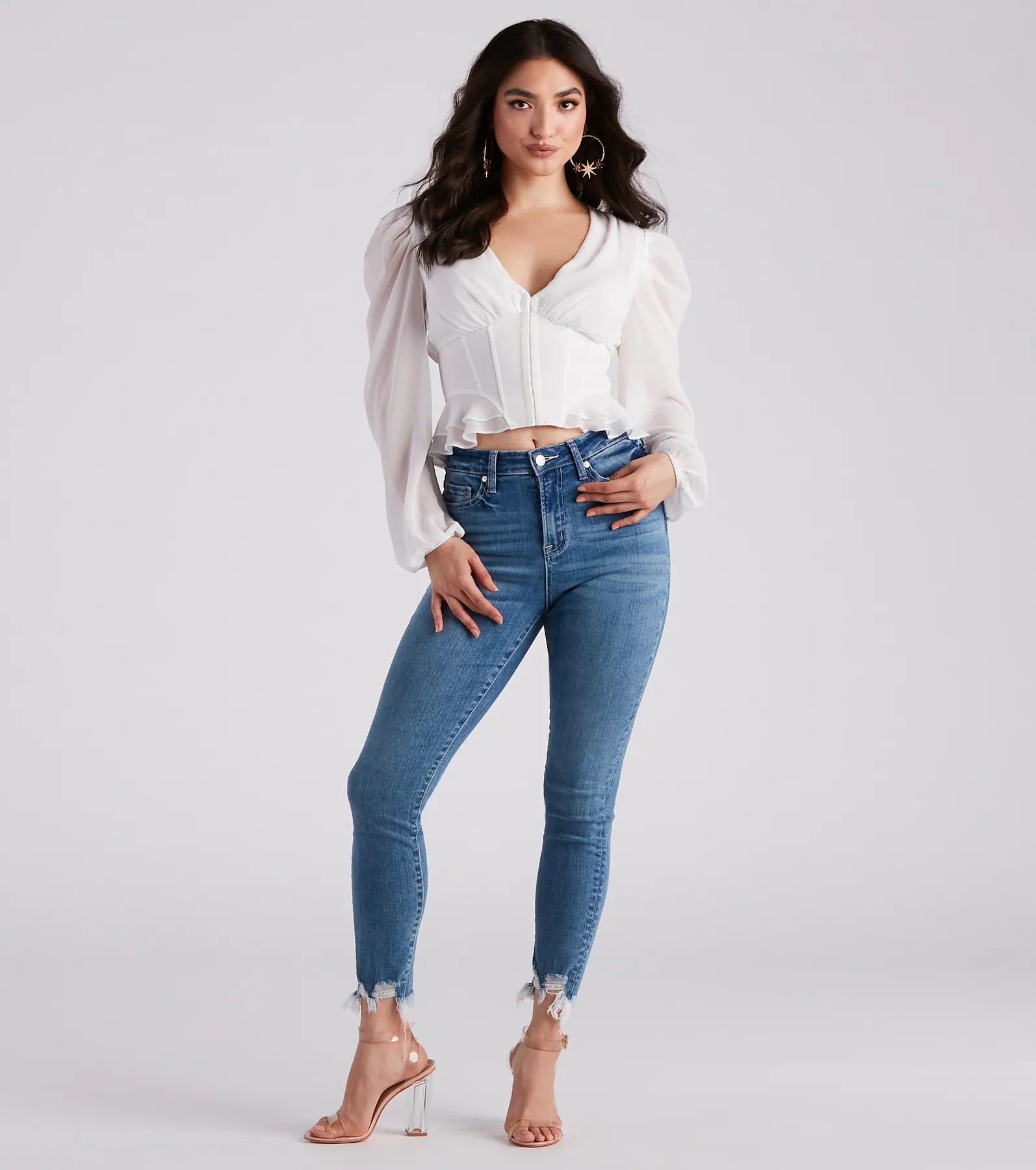 Chic Charm Chiffon Peplum Corset Top - Image 7