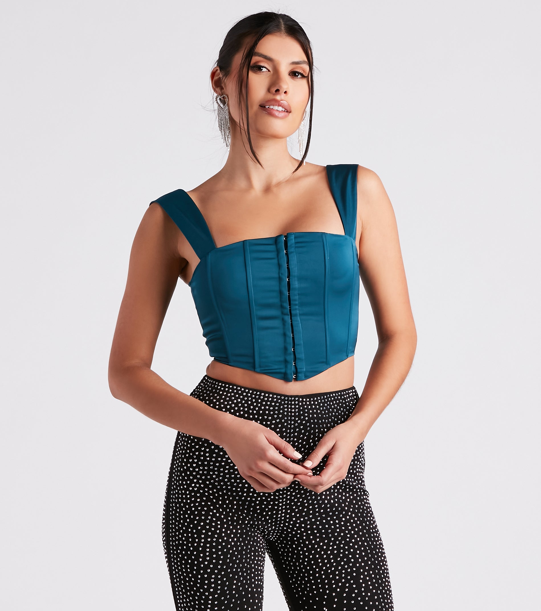 Meant To Be Satin Lace Up Corset Top - Image 5