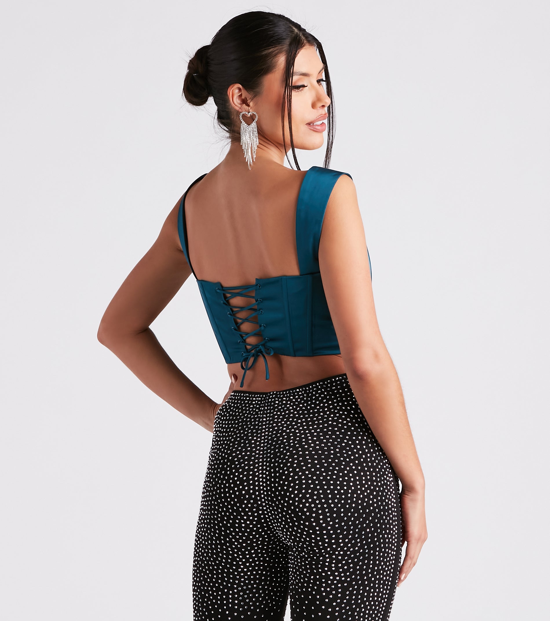 Meant To Be Satin Lace Up Corset Top - Image 6