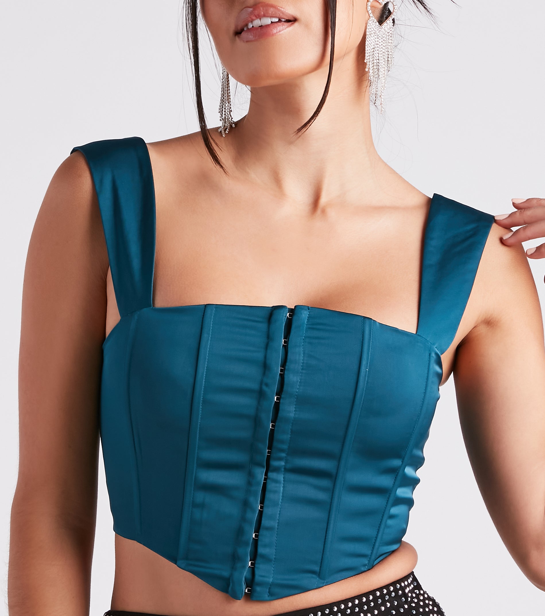 Meant To Be Satin Lace Up Corset Top - Image 8