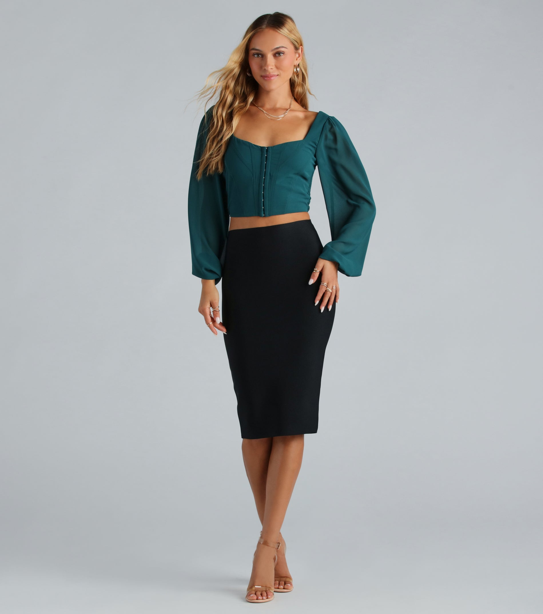 More Than A Dream Chiffon Corset Crop Top - Image 4