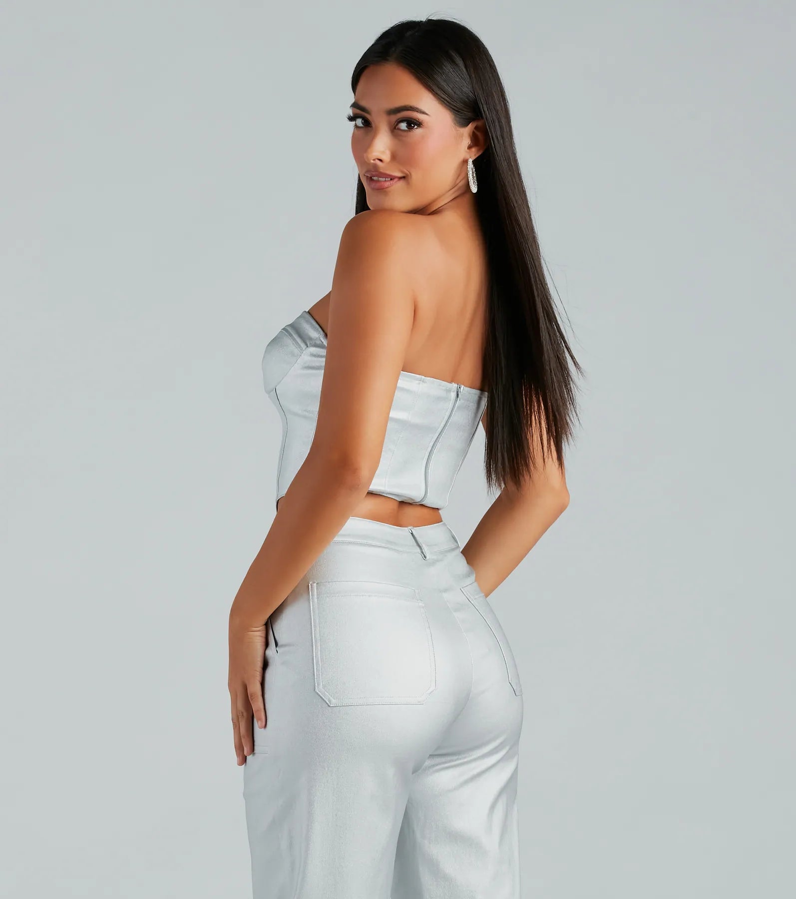 Put On A Show Metallic Strapless Corset Top - Image 2