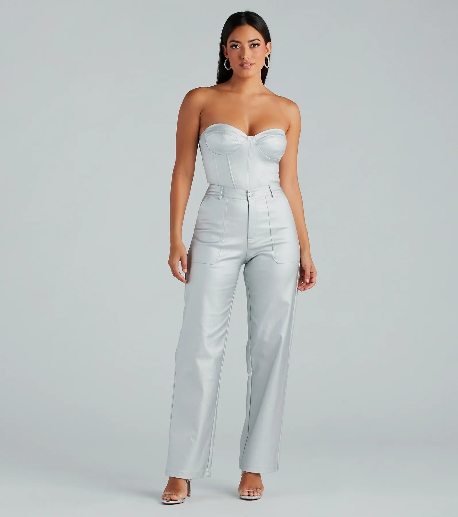 Put On A Show Metallic Strapless Corset Top - Image 3