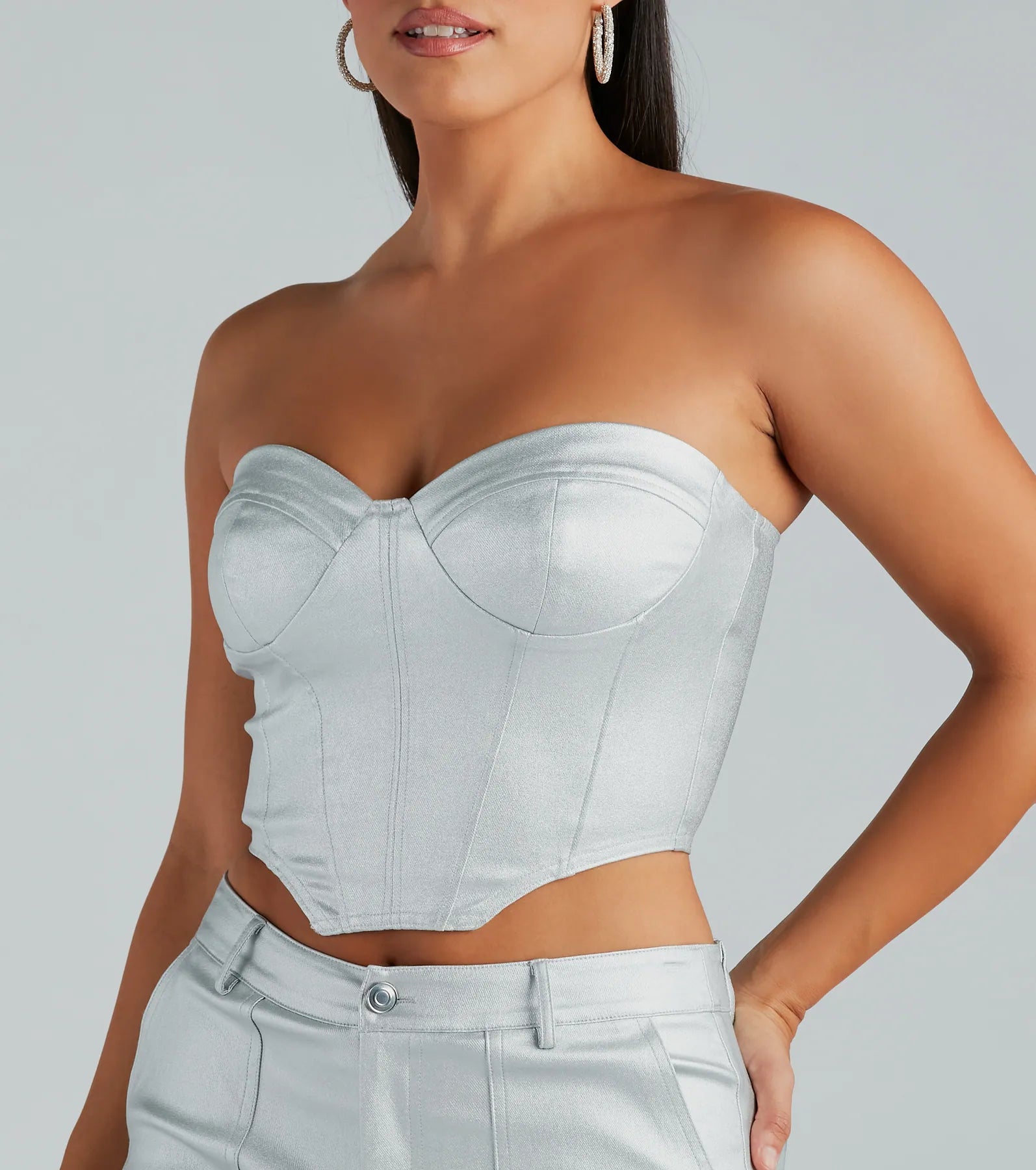 Put On A Show Metallic Strapless Corset Top - Image 4