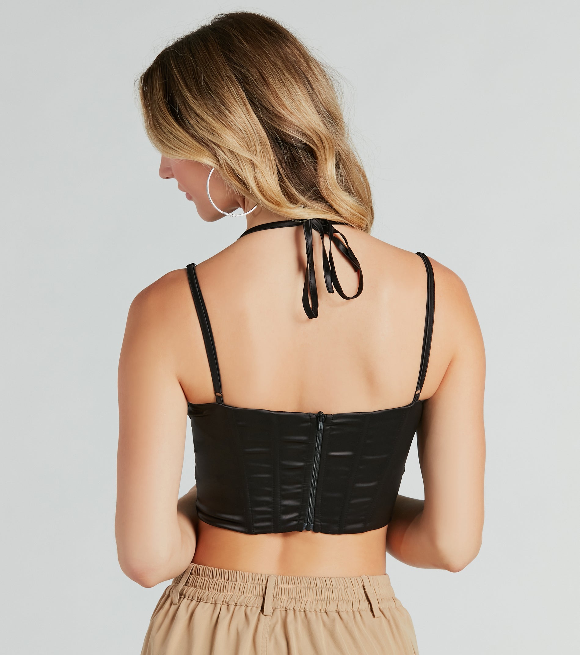 Sleekin' Out Satin Strappy Mesh Bustier - Image 2