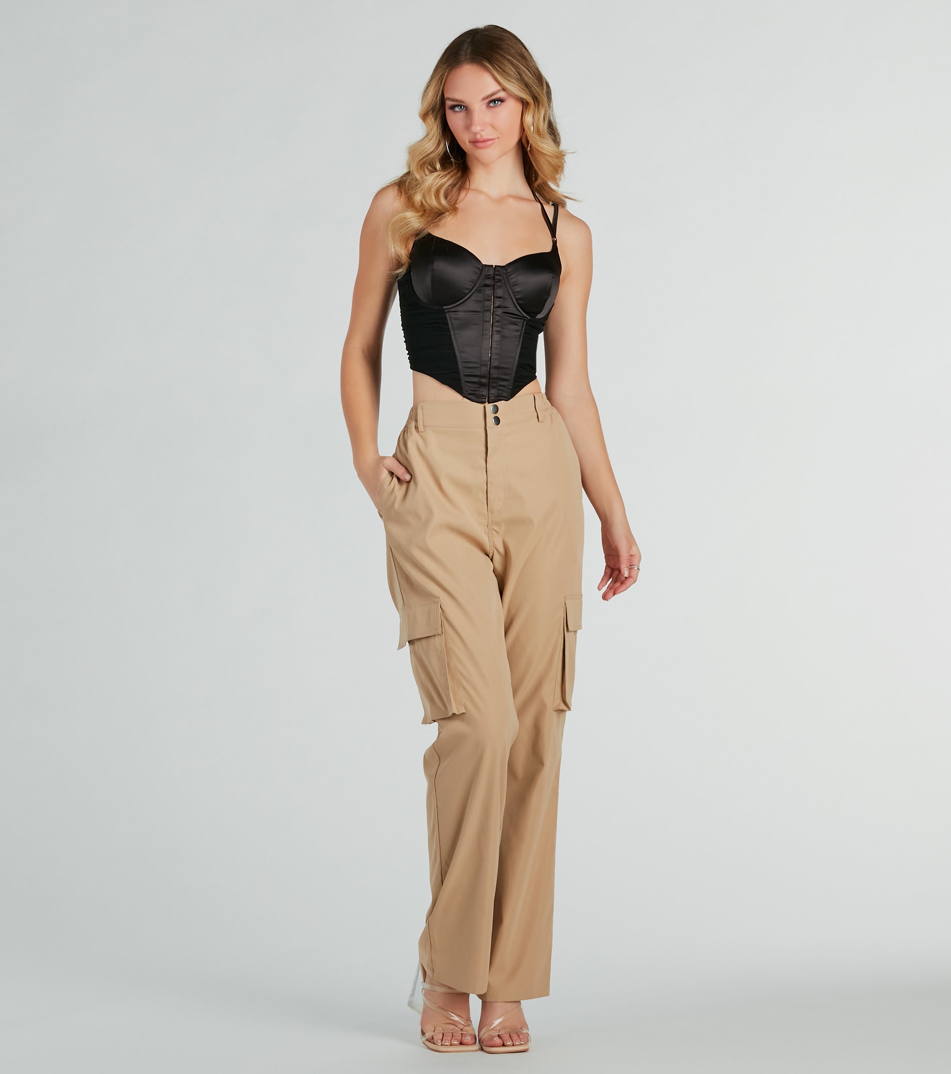 Sleekin' Out Satin Strappy Mesh Bustier - Image 4