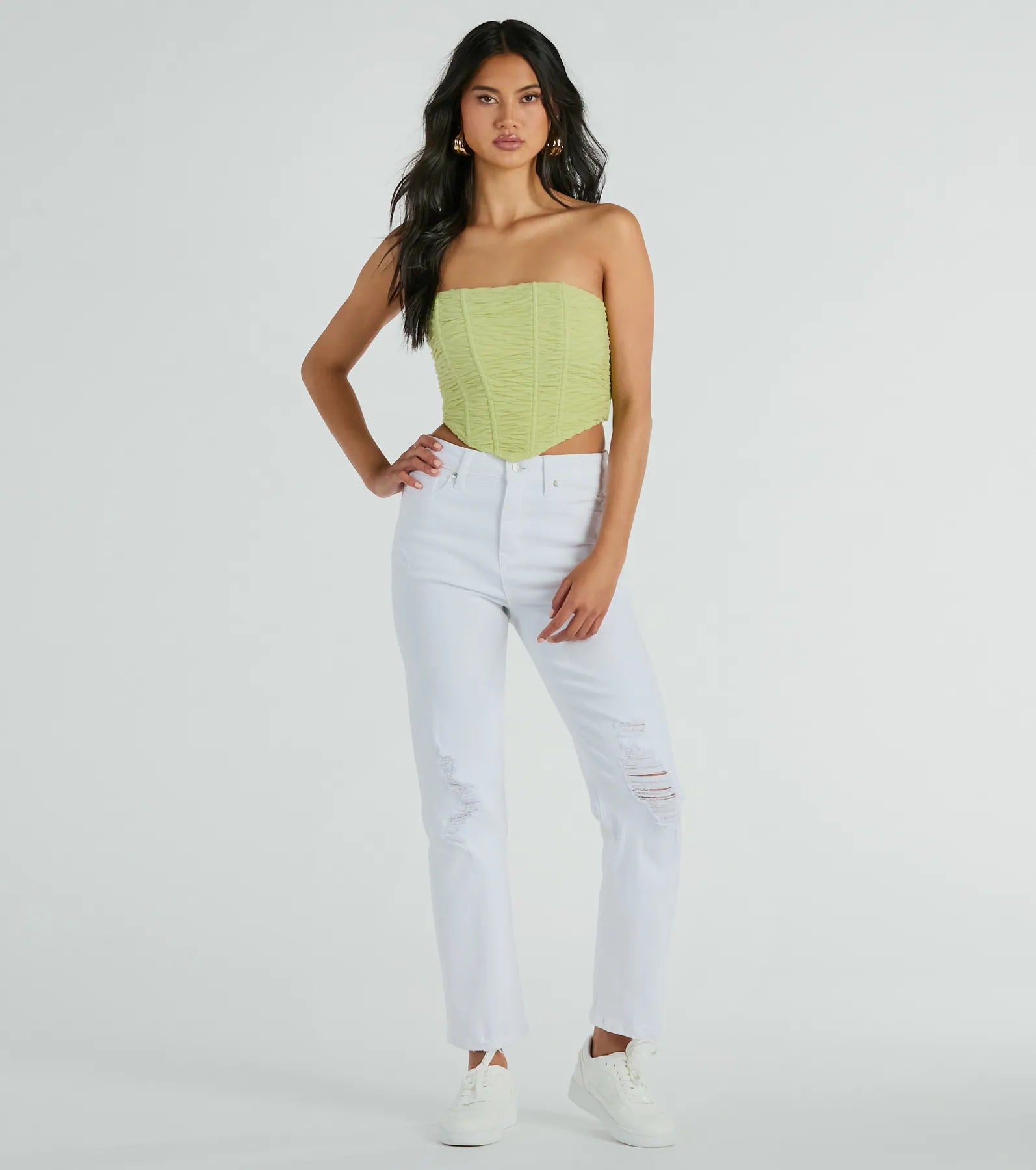 In The Spotlight Strapless Ruched Corset Top - Image 3