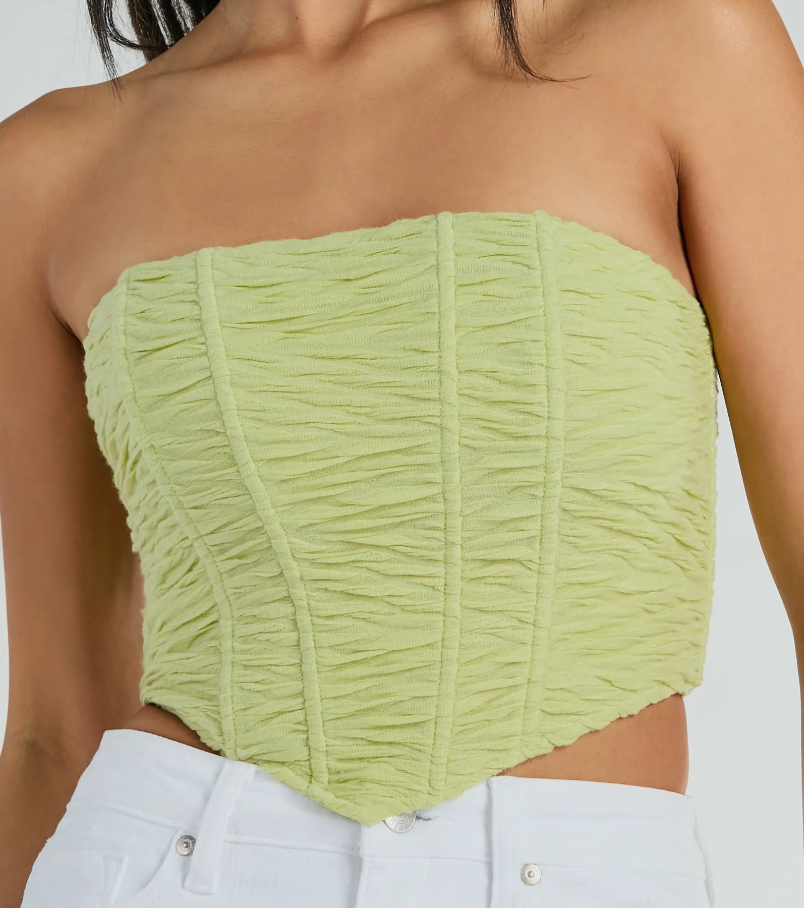 In The Spotlight Strapless Ruched Corset Top - Image 4