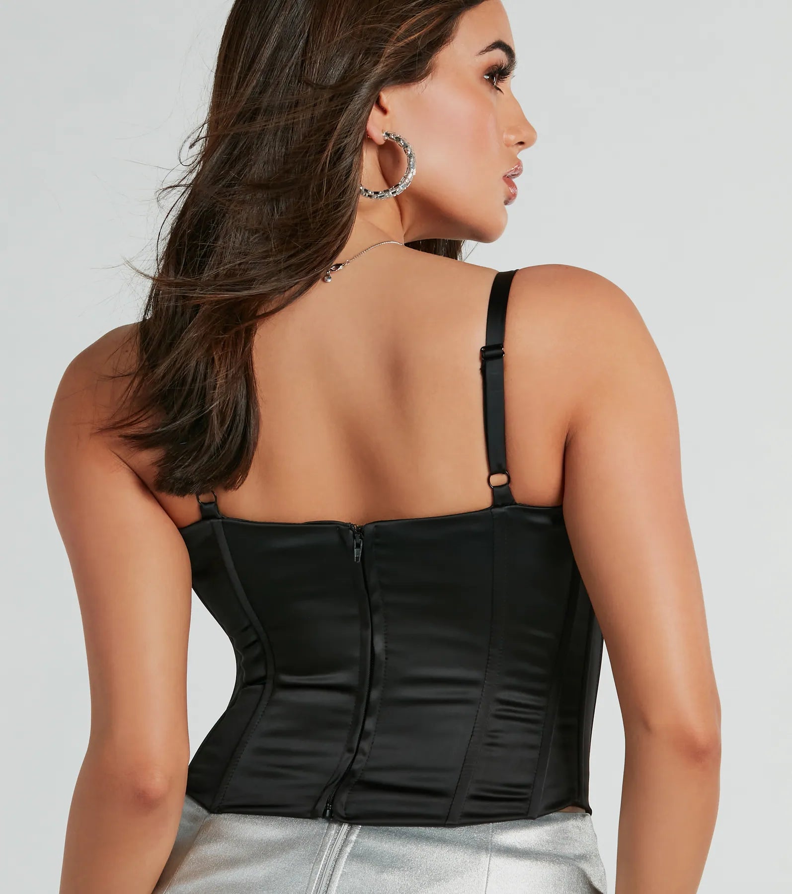 Elegant Nights Sleeveless Satin Bustier - Image 2
