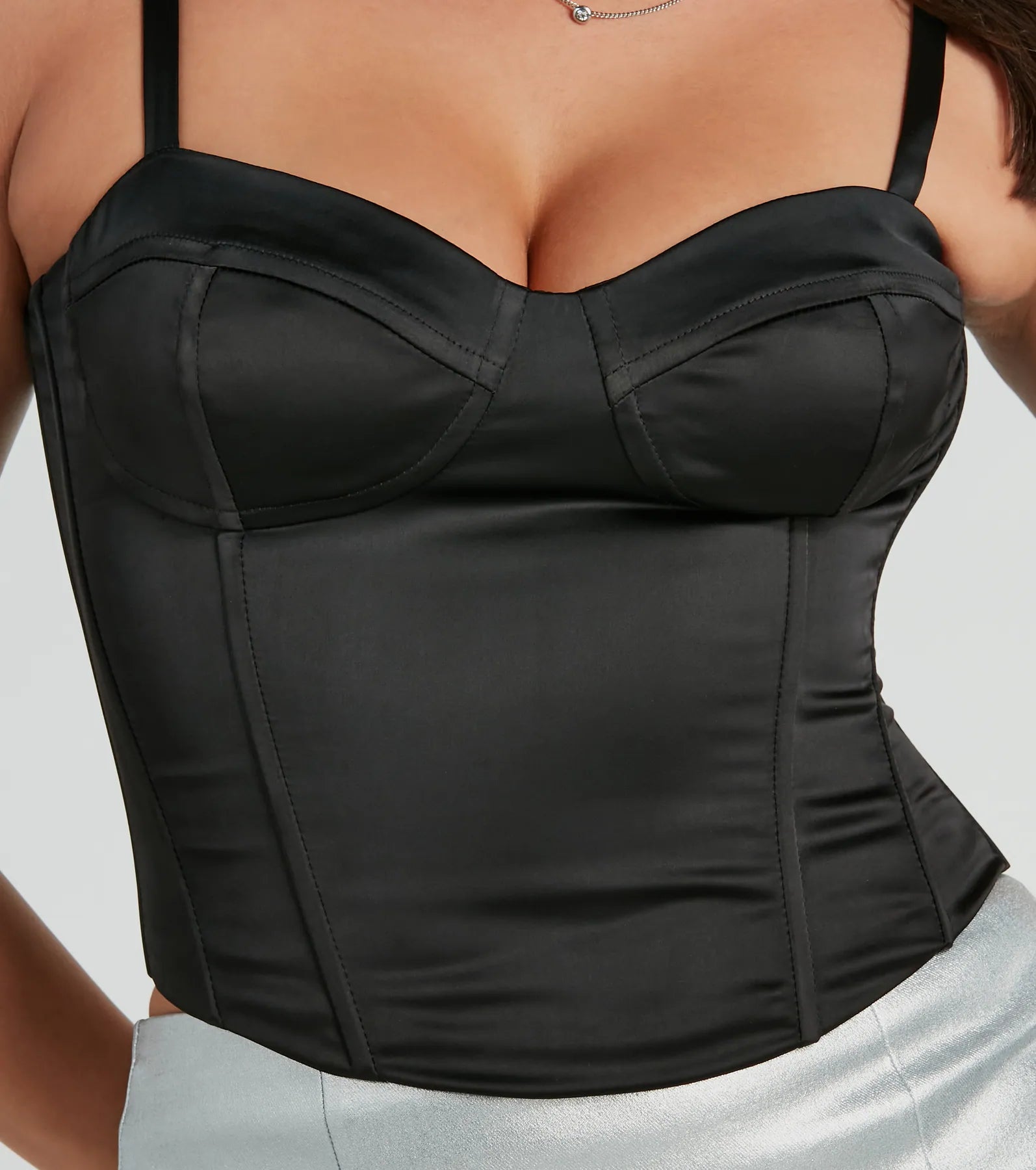 Elegant Nights Sleeveless Satin Bustier - Image 4
