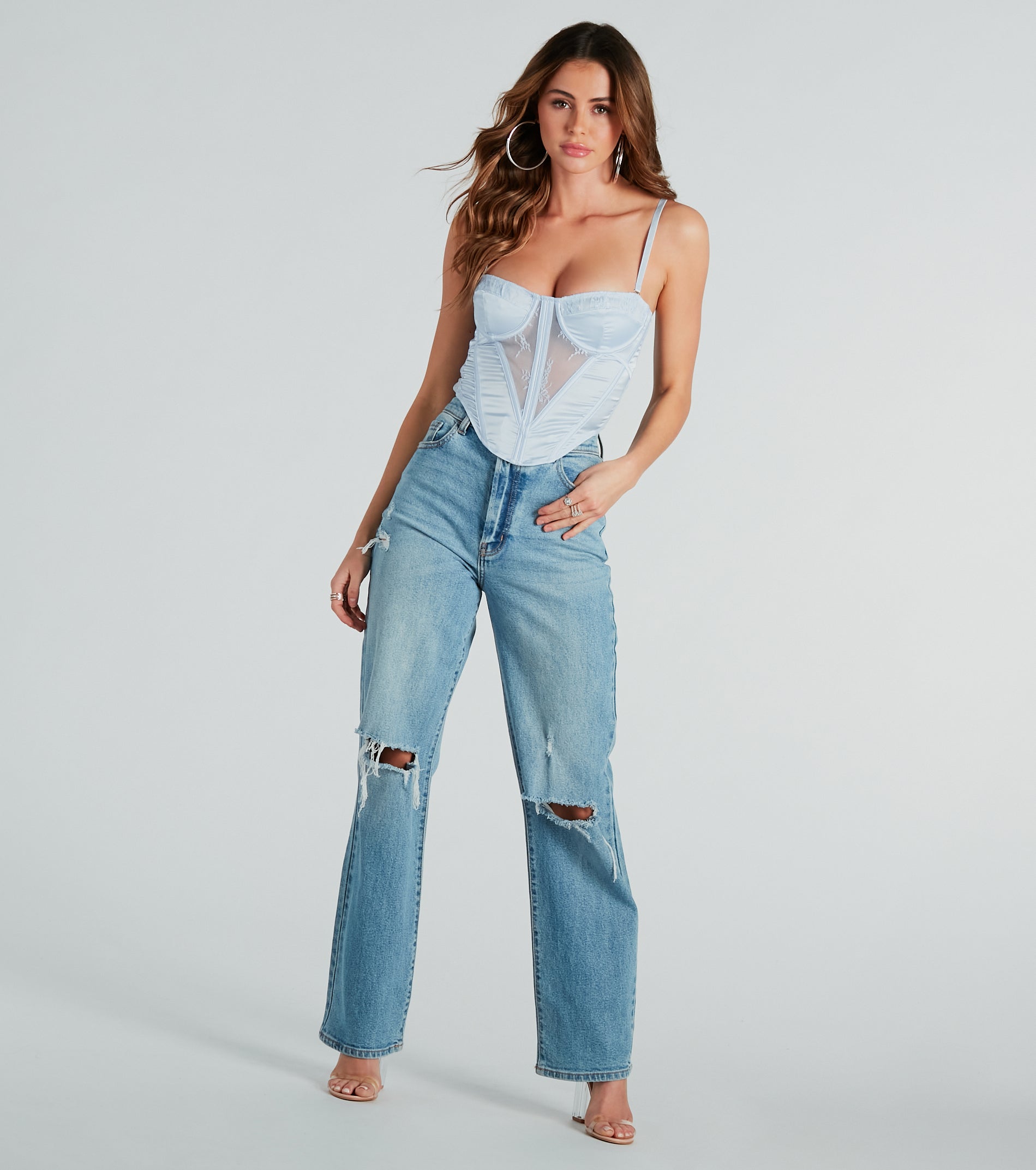 Femme Perfection Satin Lace Corset Top - Image 4
