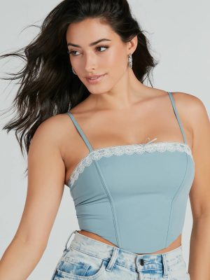 Lace To Remember Sleeveless Crop Corset Top