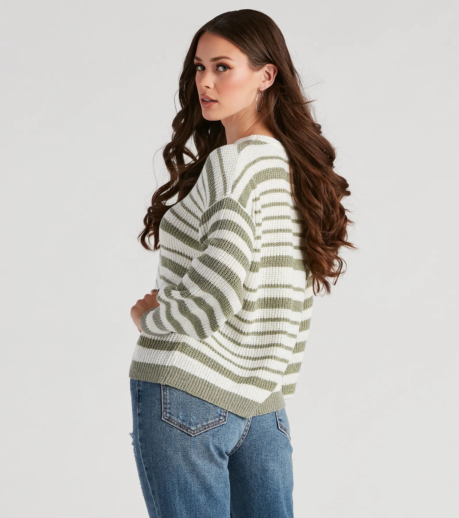 Casual Cute Striped Oversized Sweater - Image 2