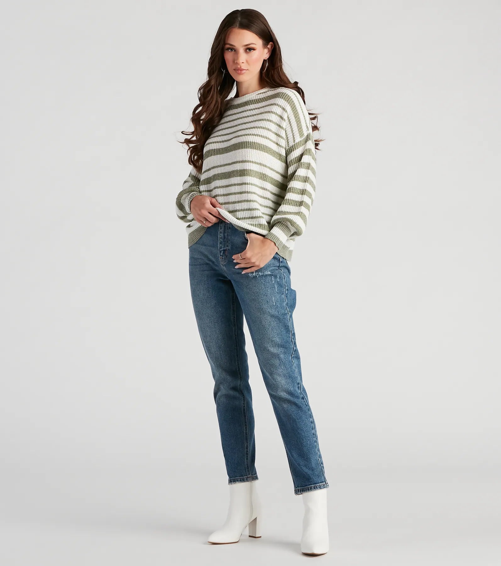 Casual Cute Striped Oversized Sweater - Image 3