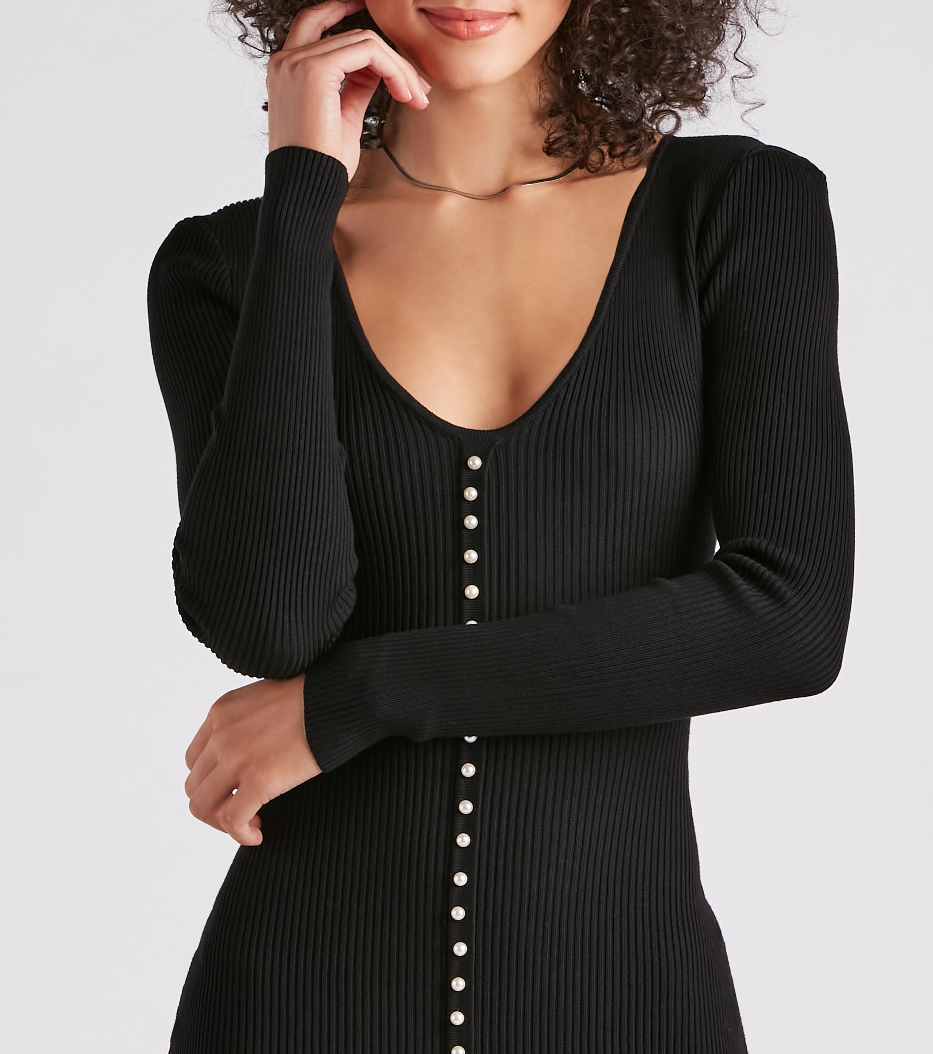 Pearl-Fect Pick Sweater Maxi Dress - Image 8