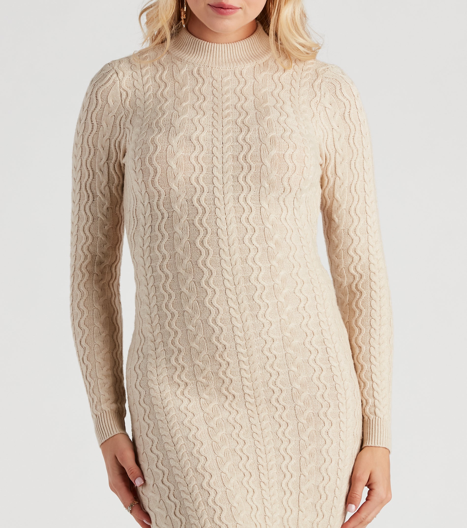 Flirty In Fall Cable Knit Dress - Image 4