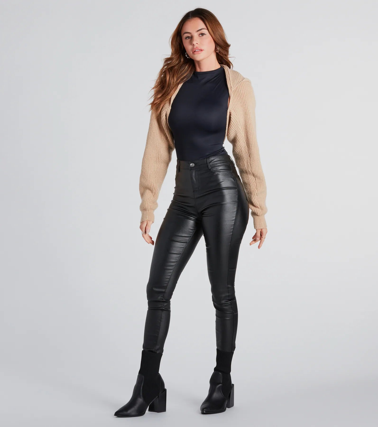 Comfy Cute Sweater Knit Bolero Hoodie - Image 7