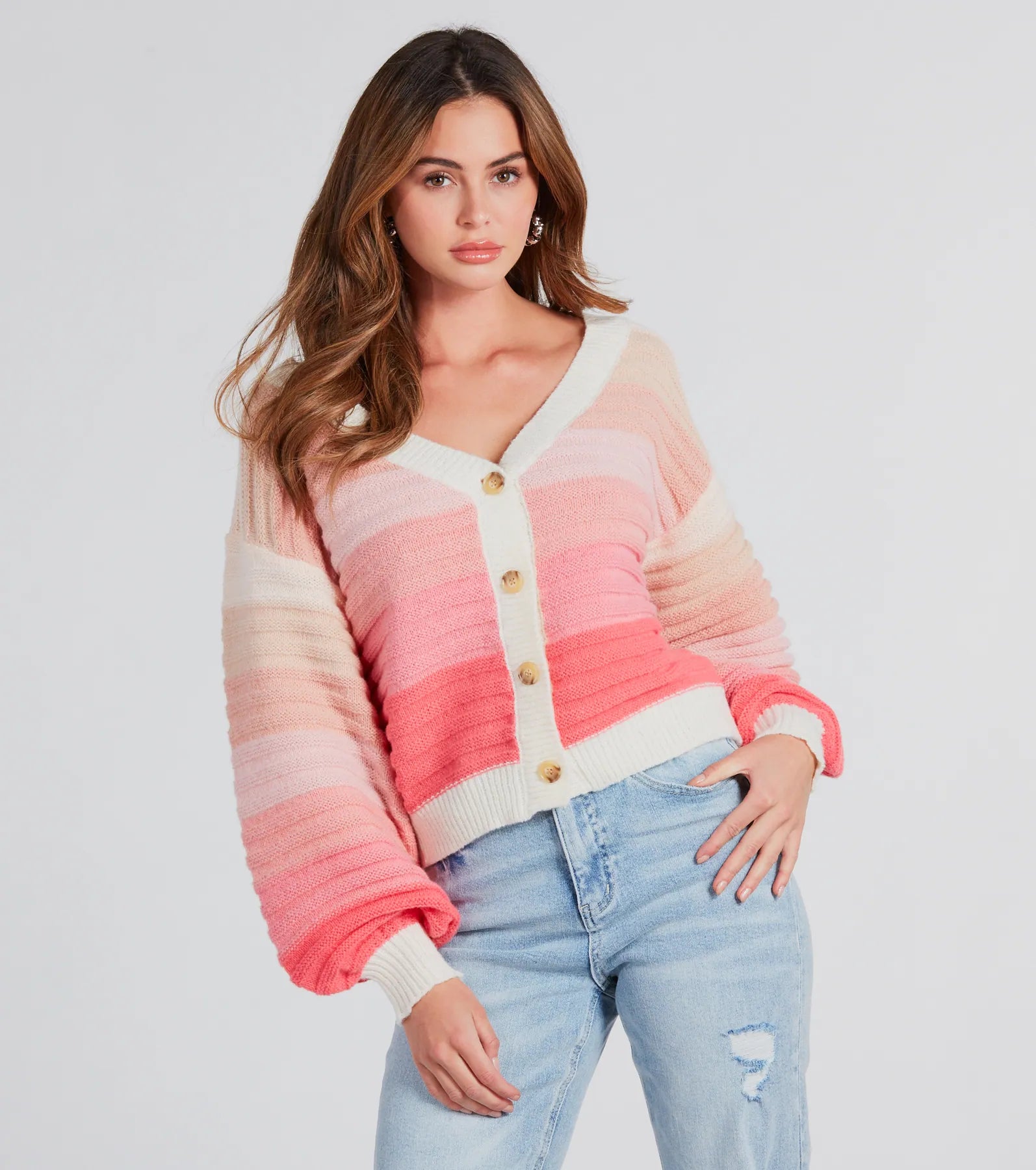 Chill Days Ombre Striped Knit Cardigan - Image 3