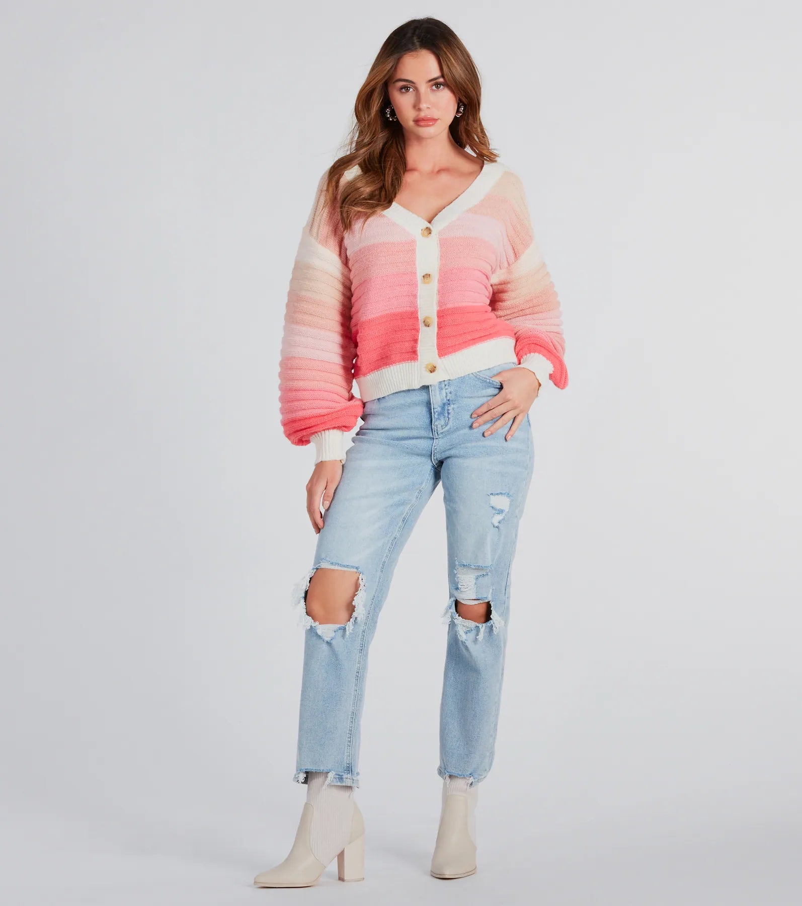 Chill Days Ombre Striped Knit Cardigan - Image 4