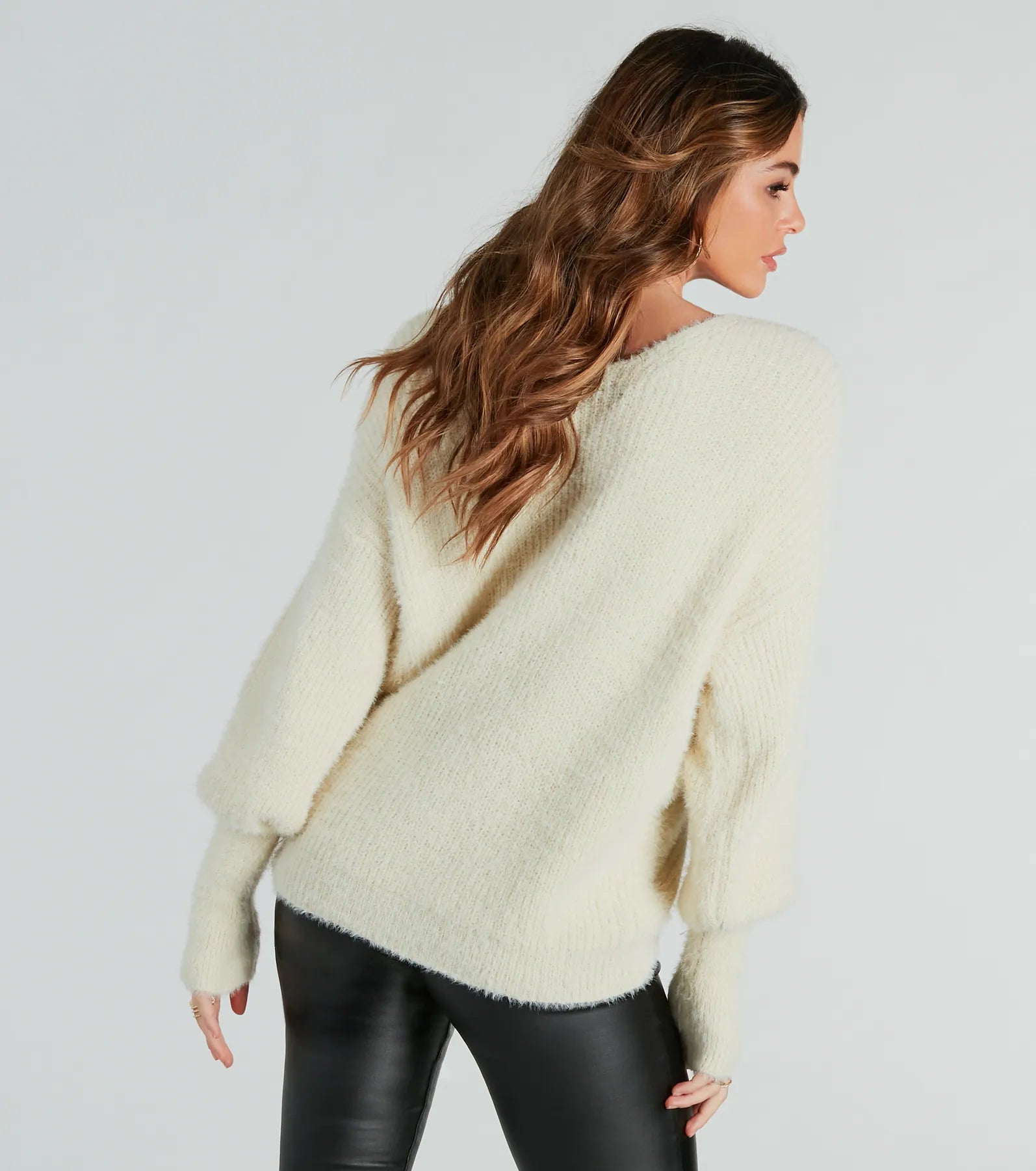 Giving Me Cozy Feels Eyelash Surplice Sweater - Image 2