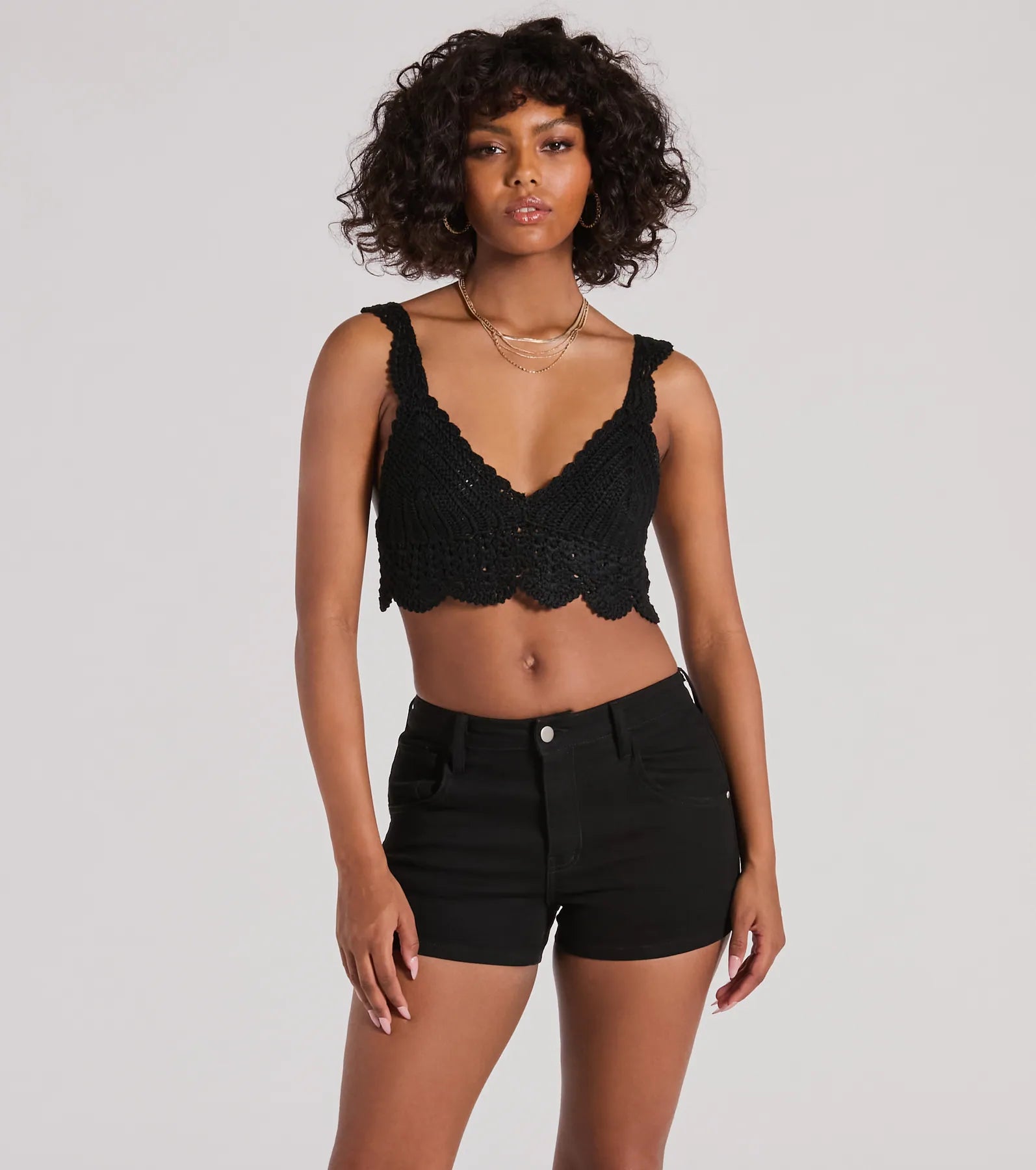 Sunset Serenity V-Neck Crochet Crop Top - Image 5