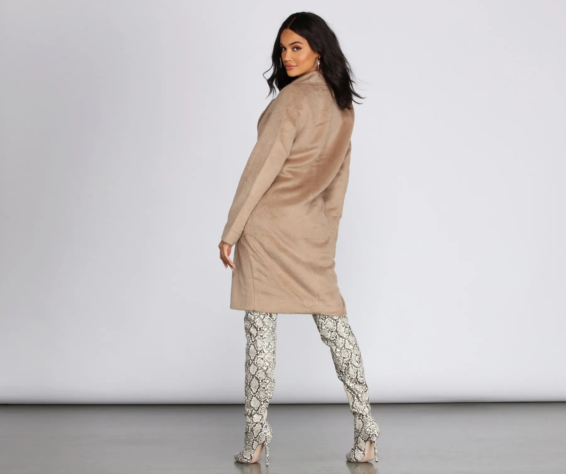 Straight Elegance Long Fur Coat - Image 2