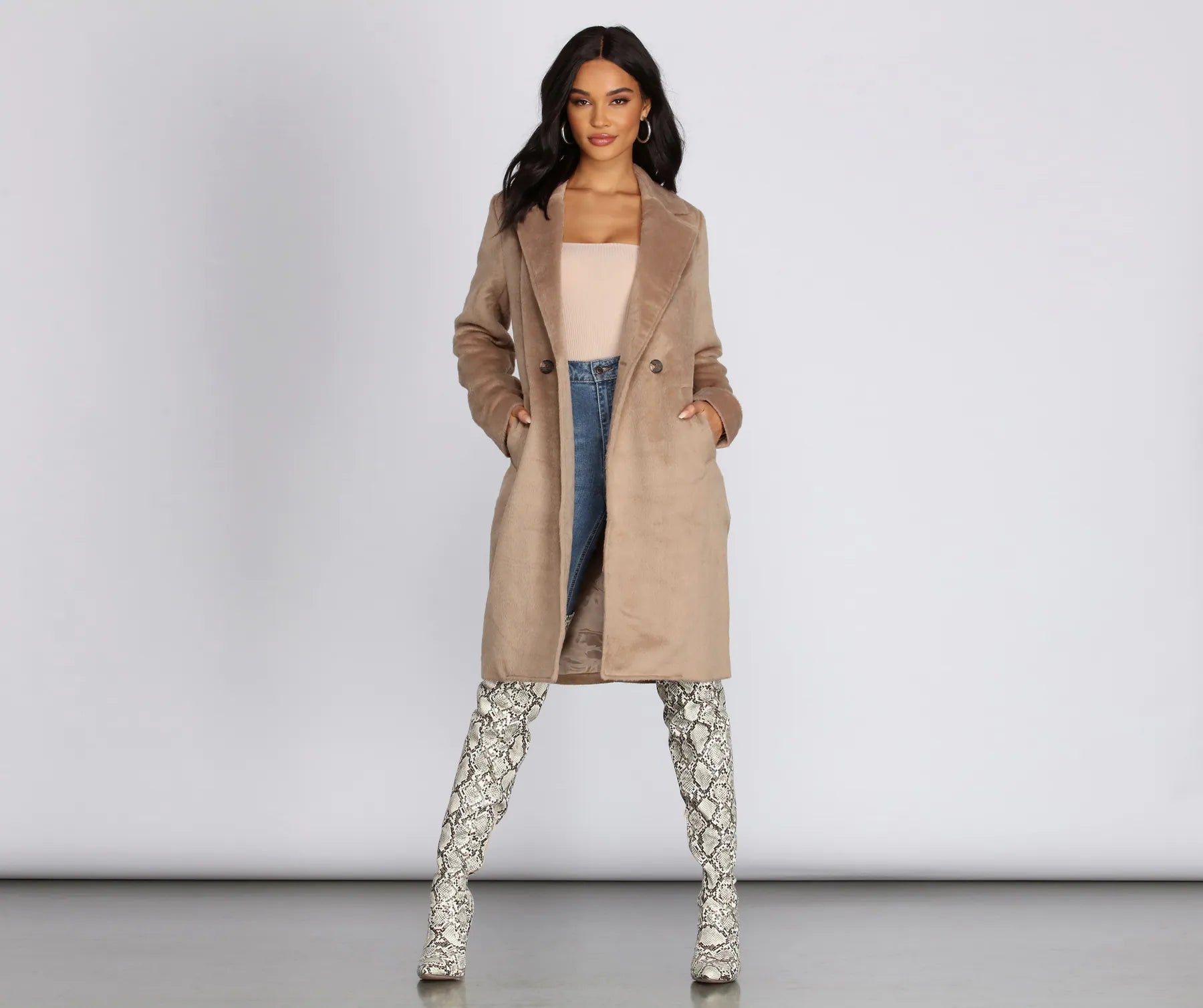 Straight Elegance Long Fur Coat - Image 3