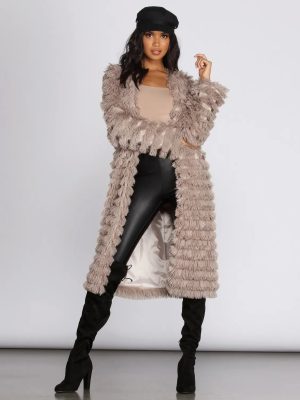 Long Line Fringe Coat