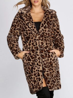 Leopard Long Line Faux Fur Coat