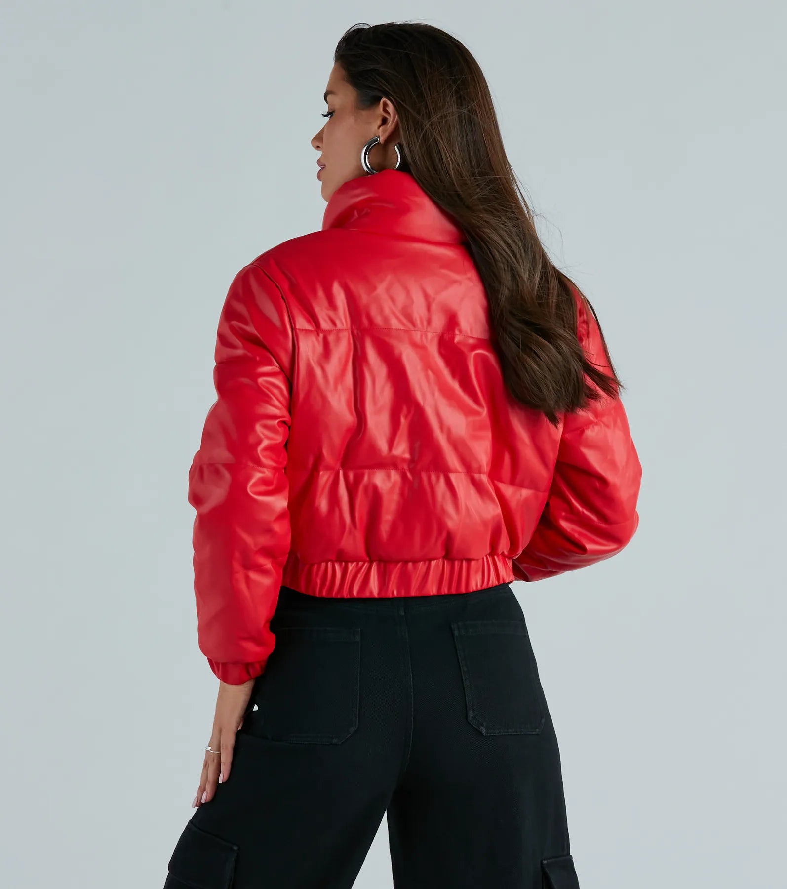 Always Slick Faux Leather Puffer Jacket - Image 2