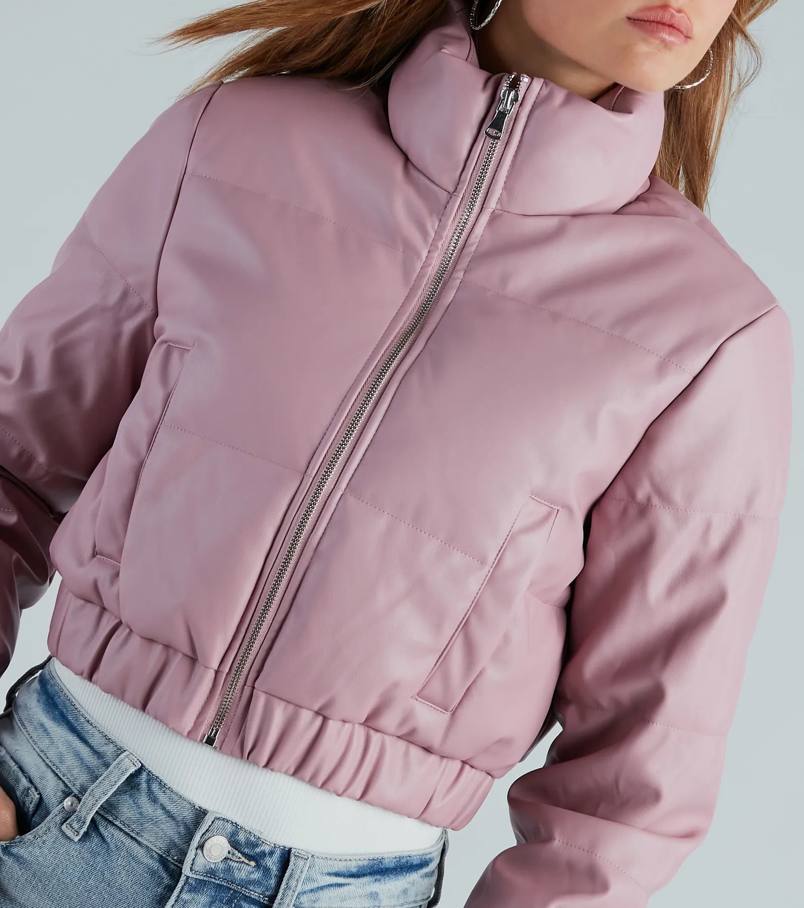 Always Slick Faux Leather Puffer Jacket - Image 7
