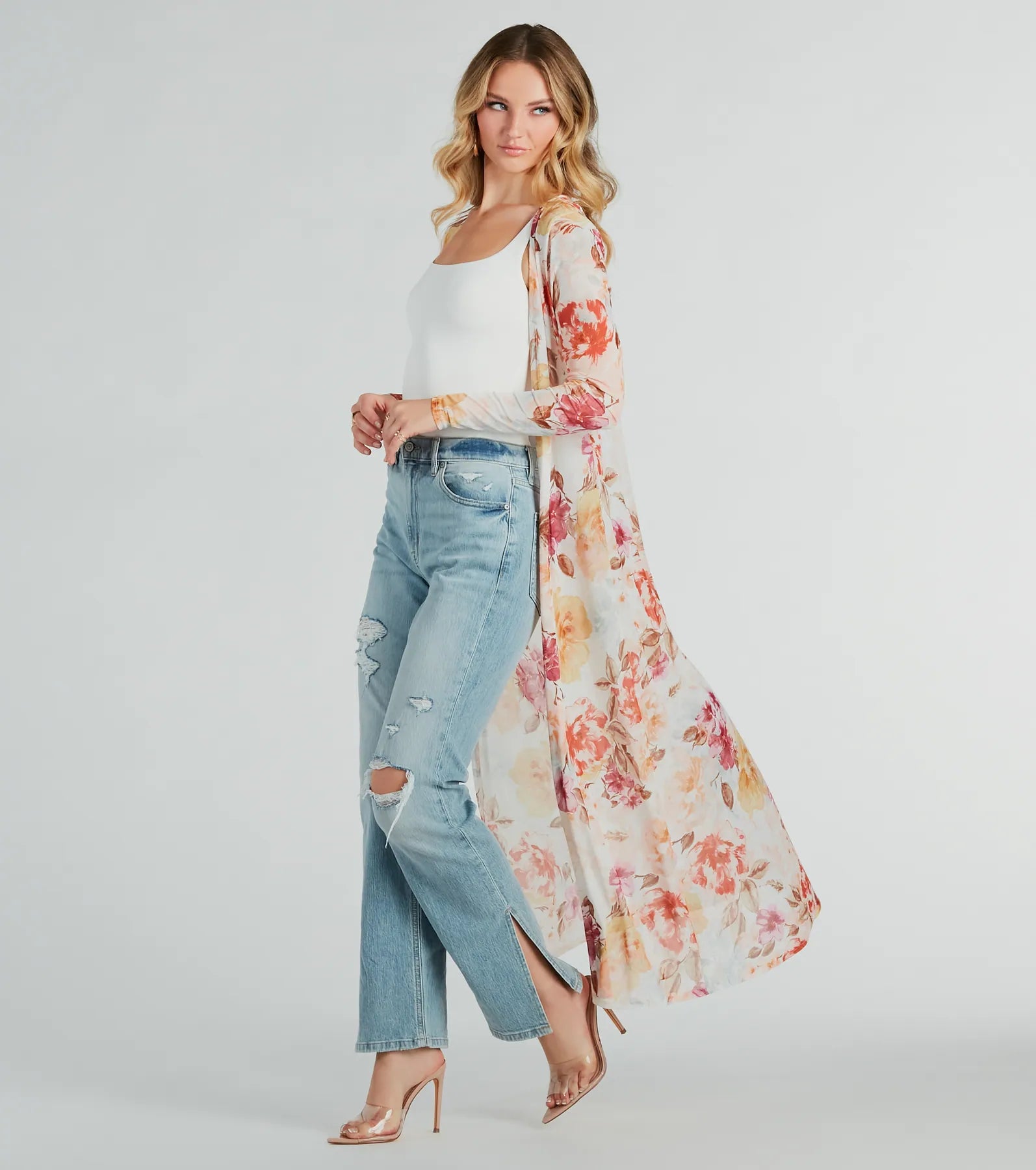 Brighten My Day Floral Mesh Duster - Image 3