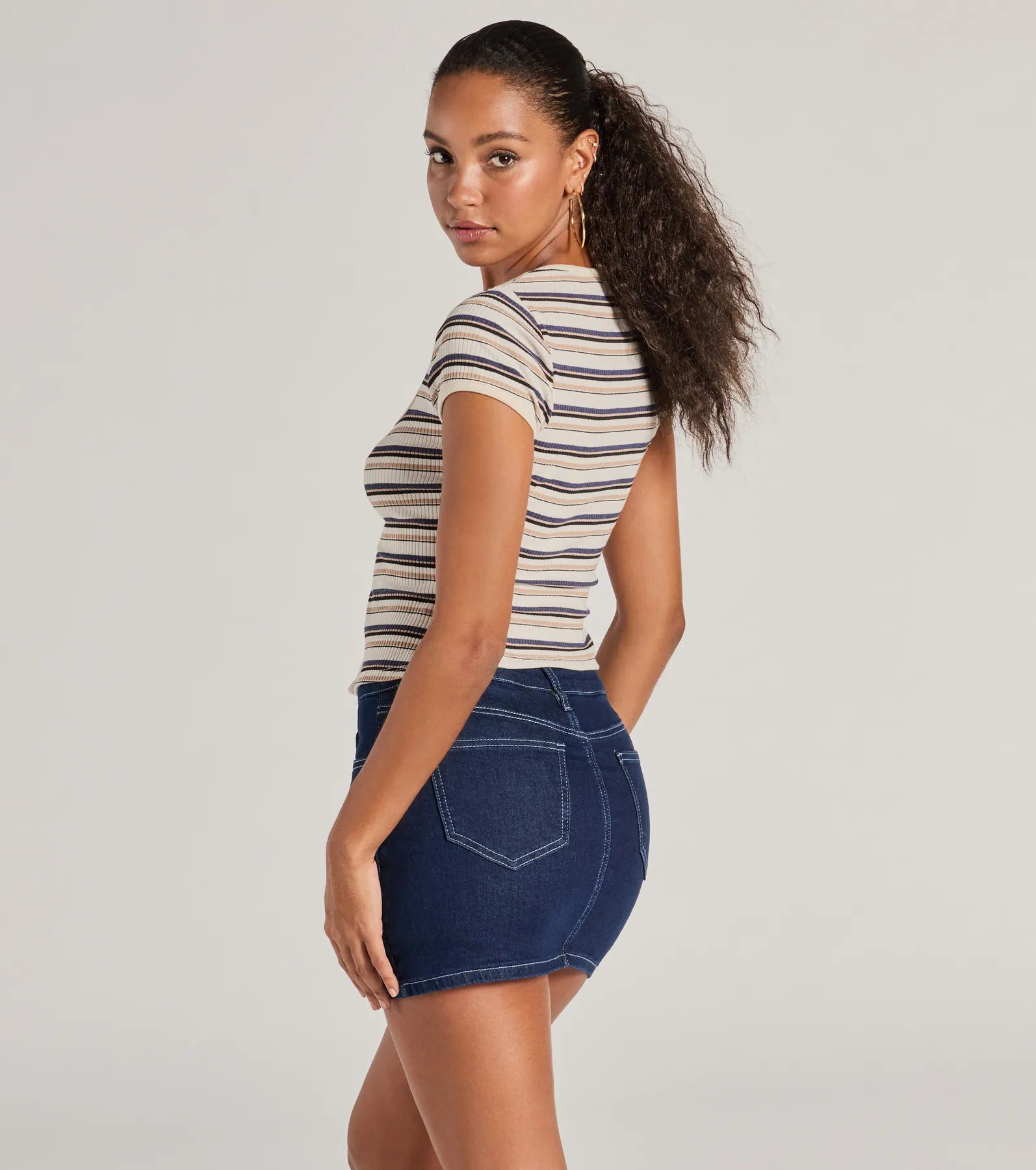 Stylish Status Striped Knit Tie-Front Top - Image 2