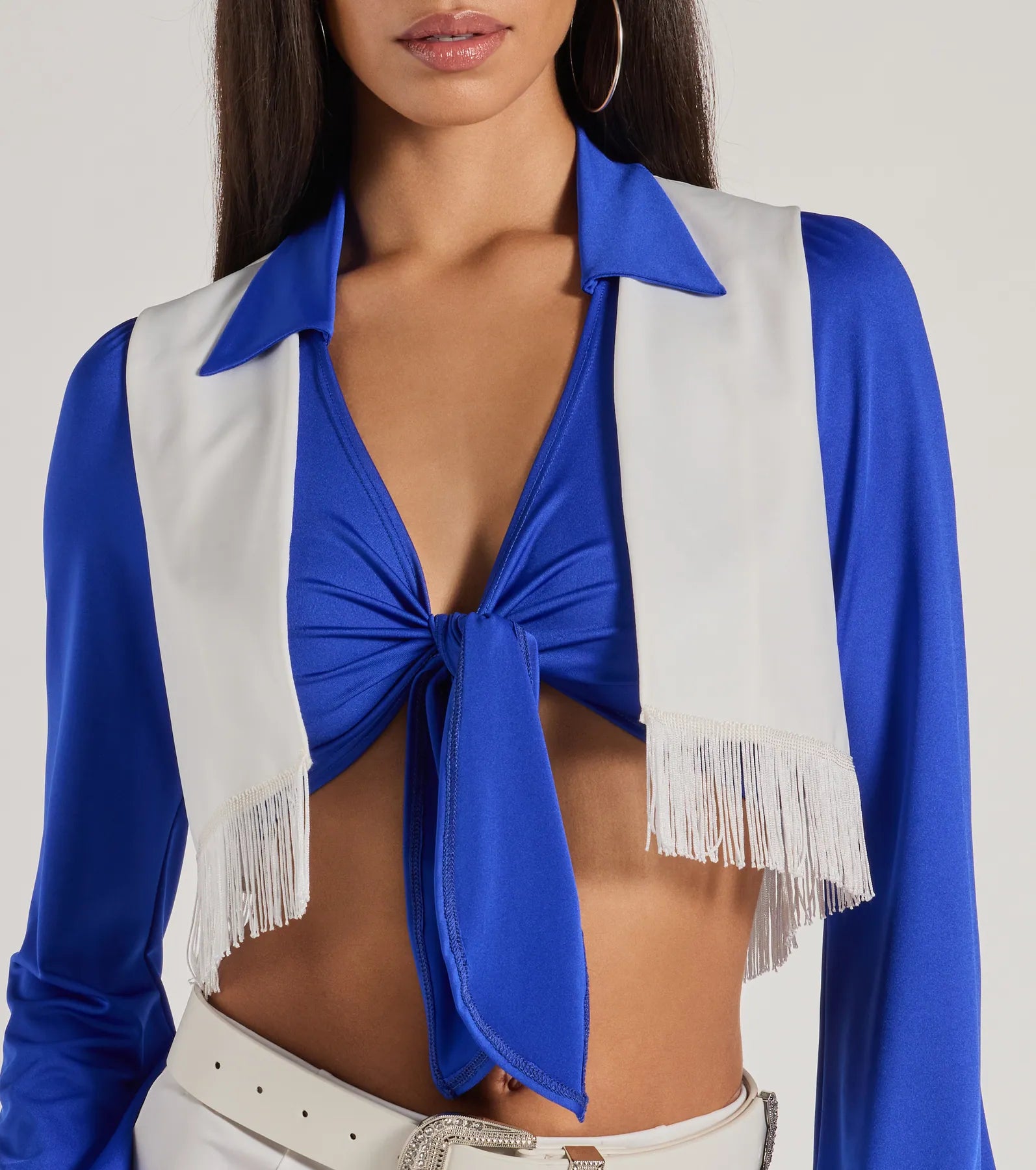 Game Day Spirit Cheerleader Cropped Fringe Vest - Image 4