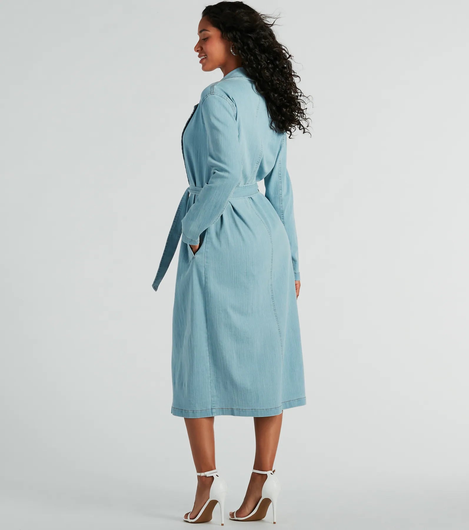 Most Coveted Belted Denim Trench Coat - Image 2