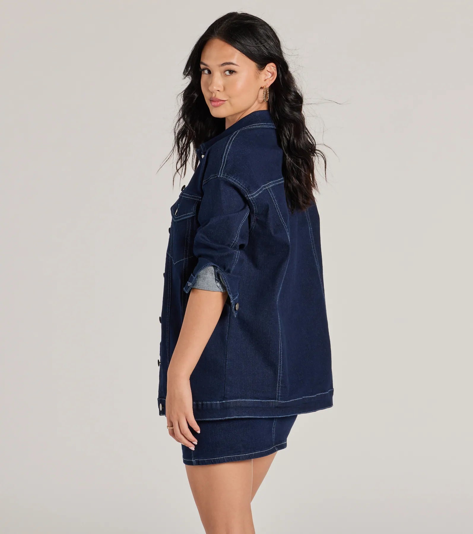Admirable Aesthetic Oversized Long Sleeve Denim Shacket - Image 2