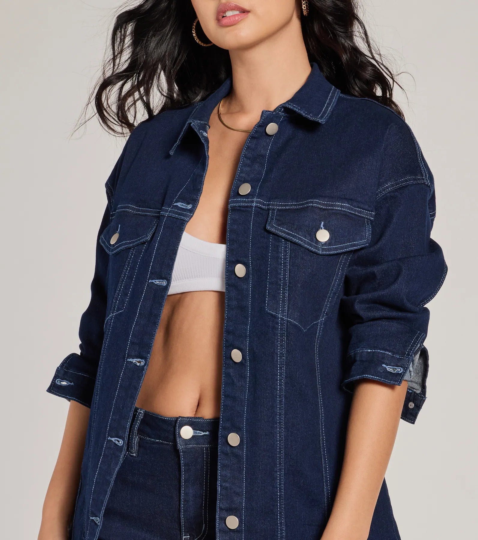 Admirable Aesthetic Oversized Long Sleeve Denim Shacket - Image 4