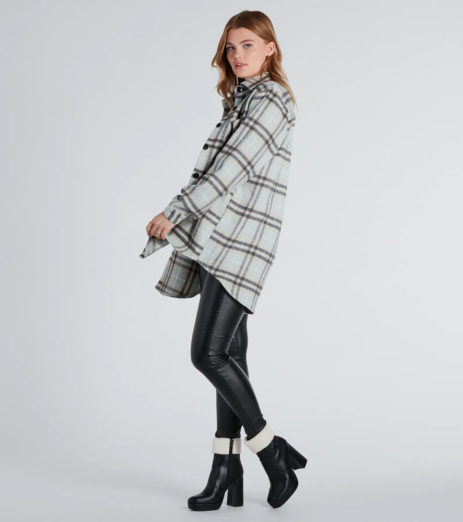 Check Ya Later Plaid Flannel Shacket - Image 4