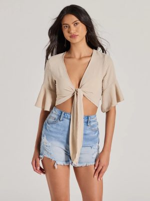 Infinite Possibilities Tie Front Crop Top