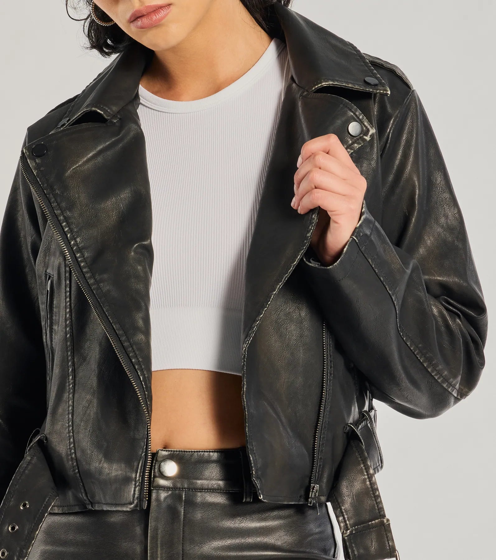 Shift Into Glam Faux Leather Moto Jacket - Image 5