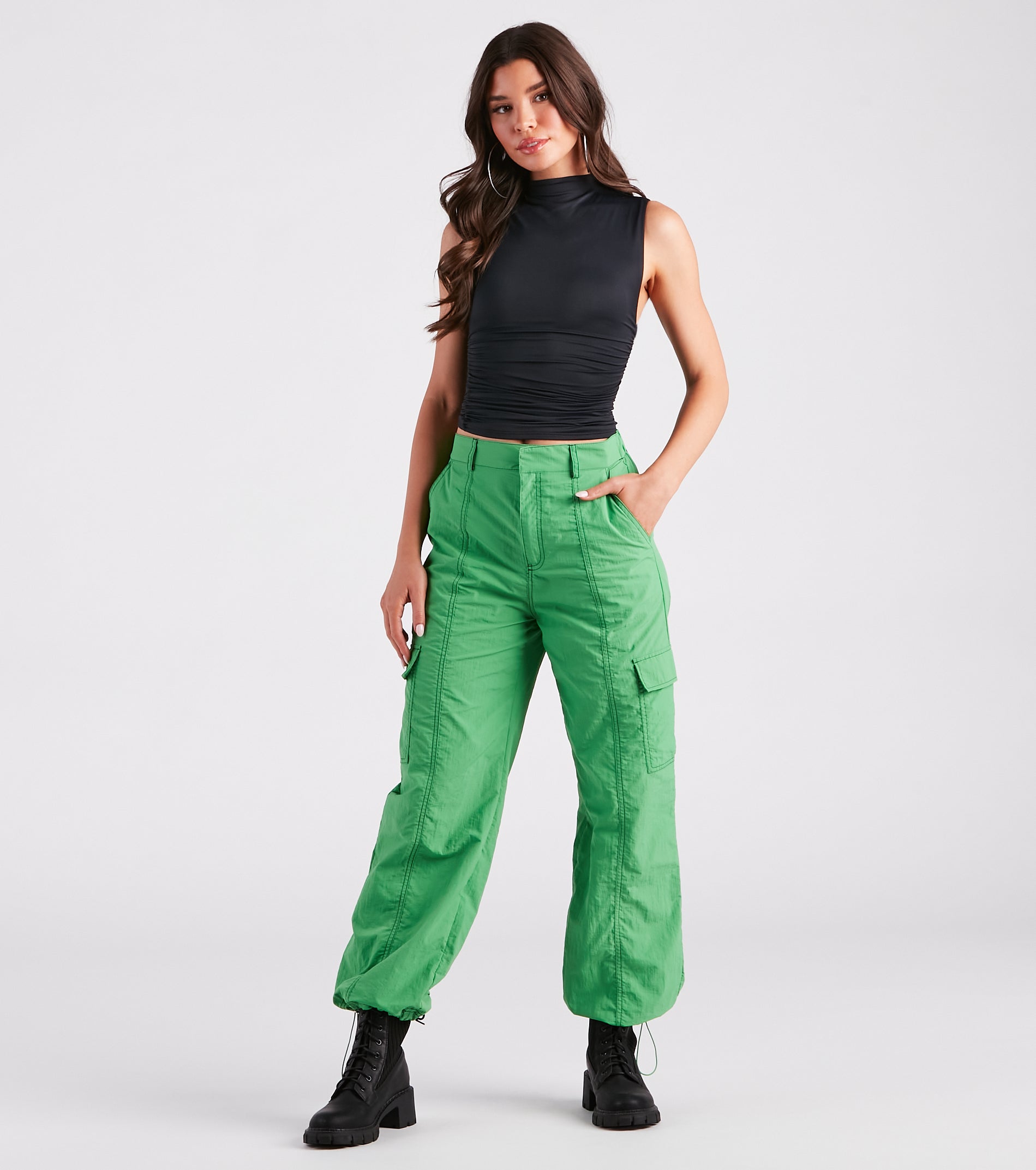 The Bottom Line High-Rise Parachute Cargo Pants - Image 5