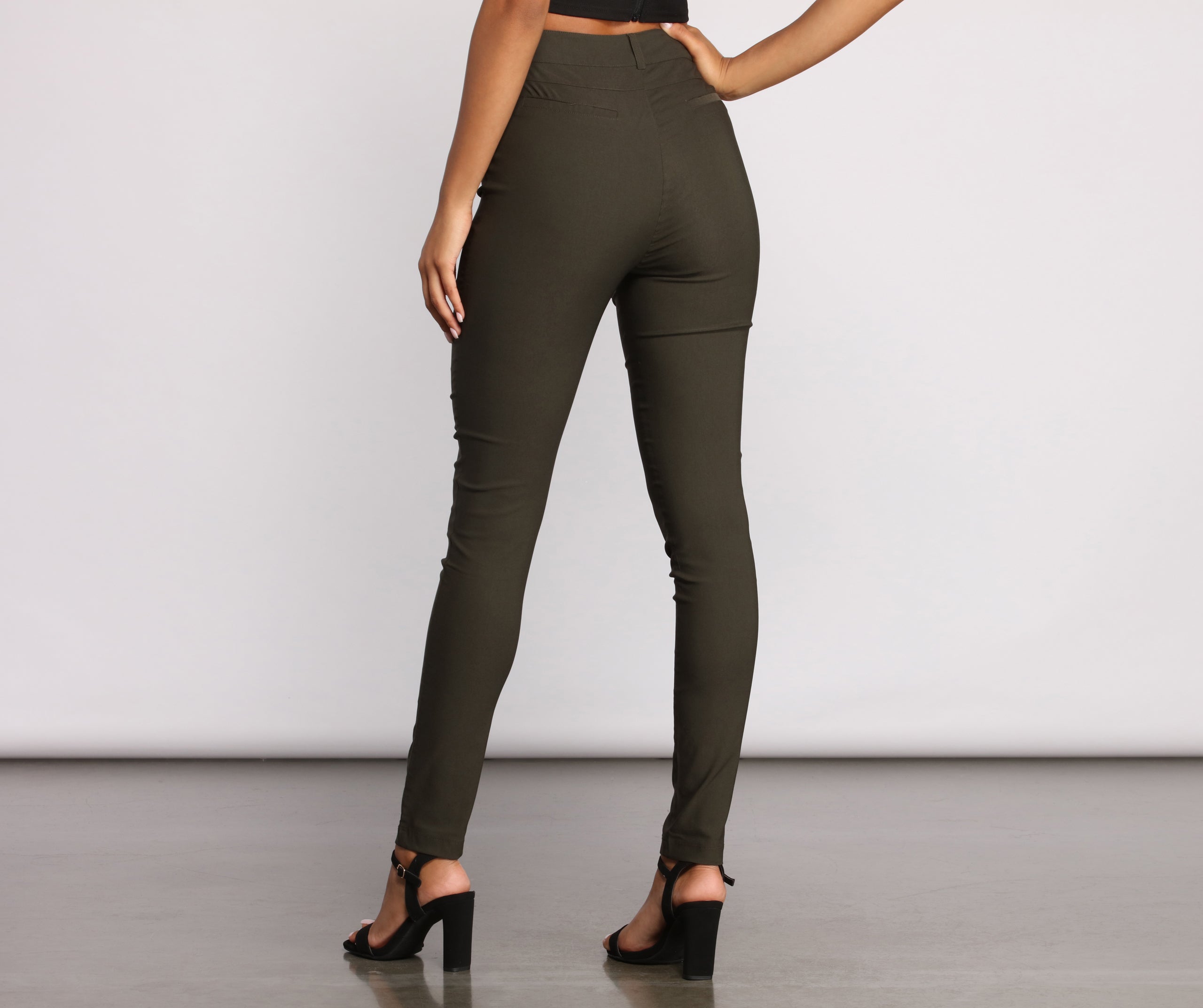 High Waist Basic Skinny Trouser Pants - Image 2