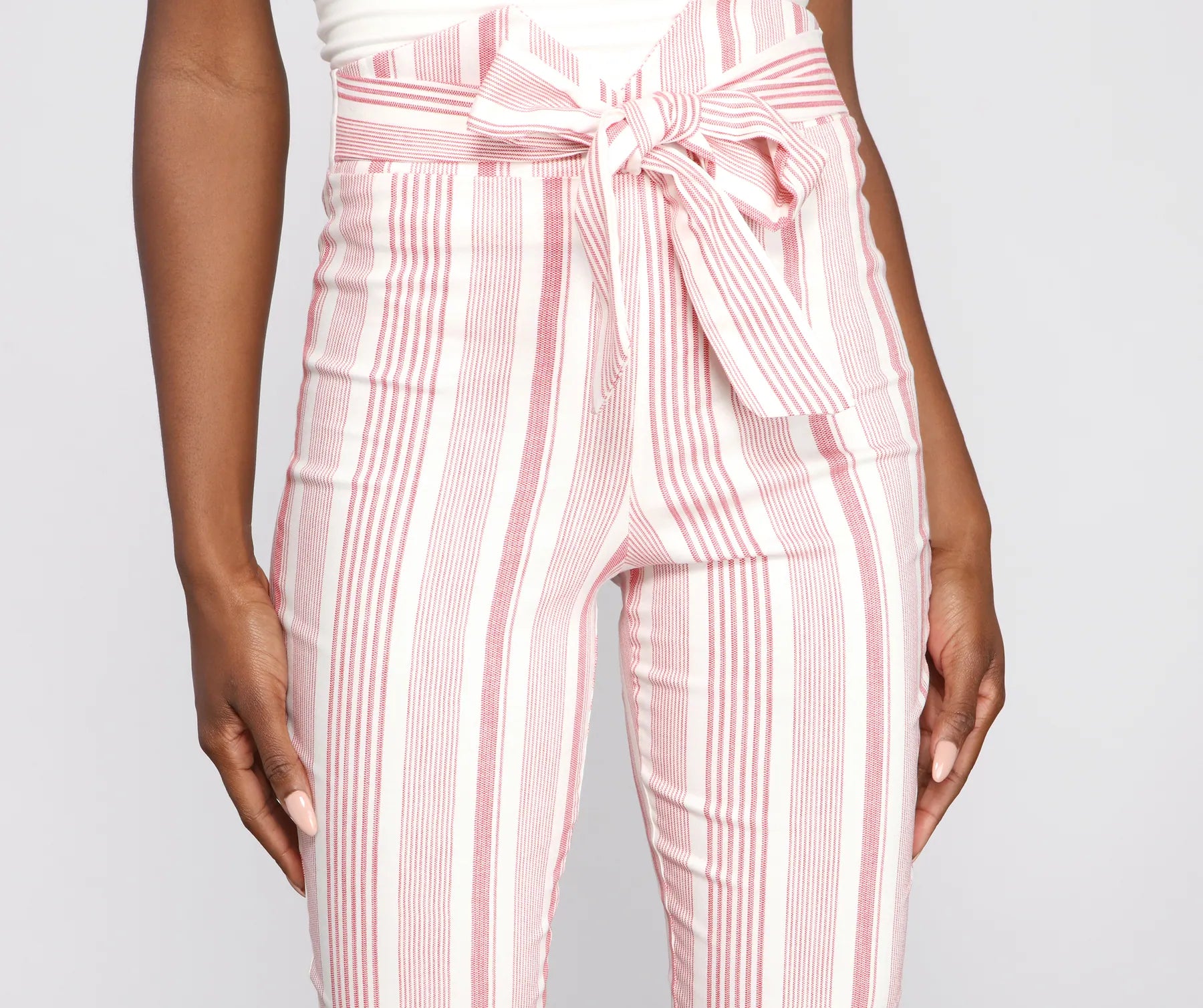 High Waist Skinny Striped Pants - Image 3