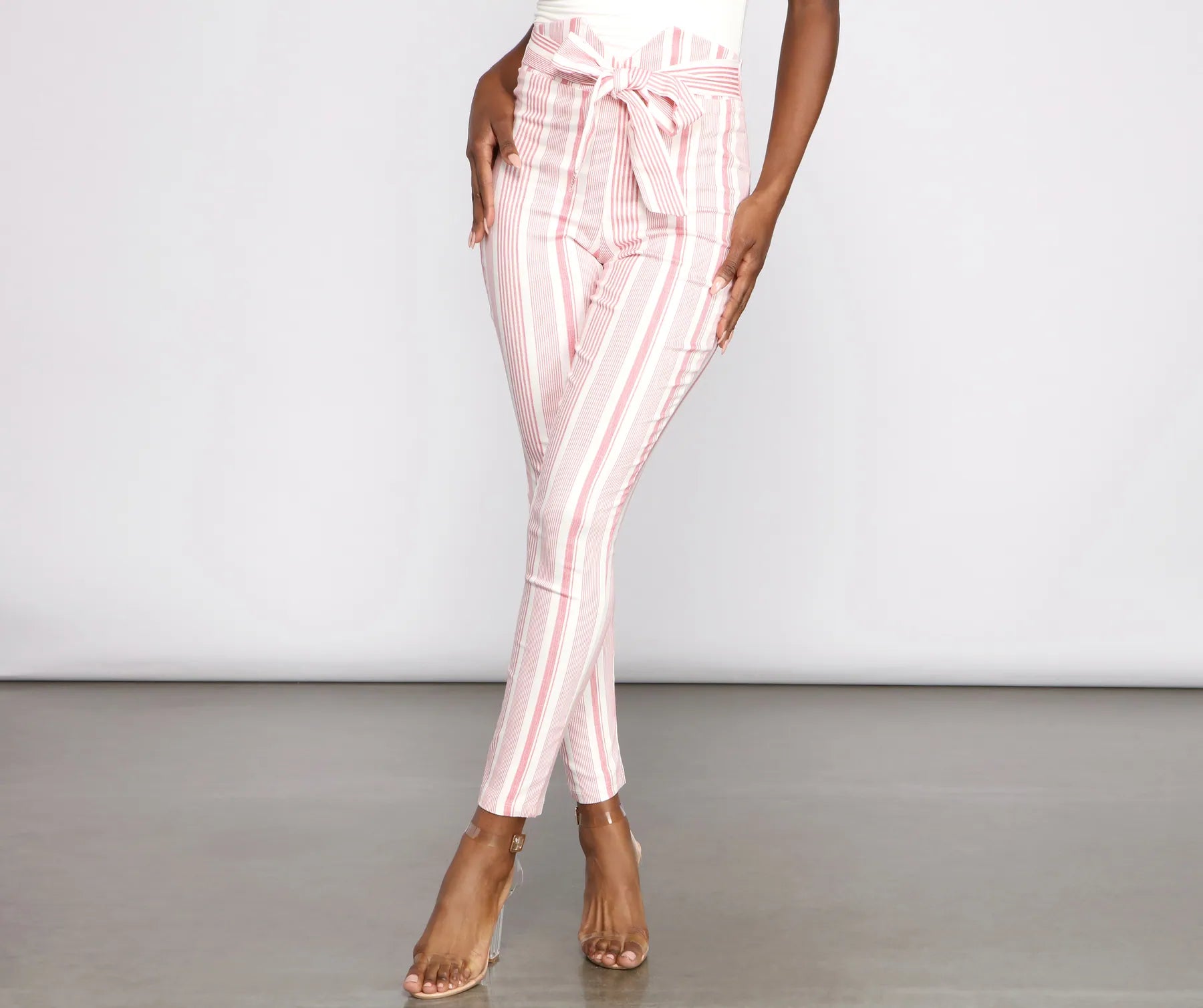 High Waist Skinny Striped Pants - Image 4