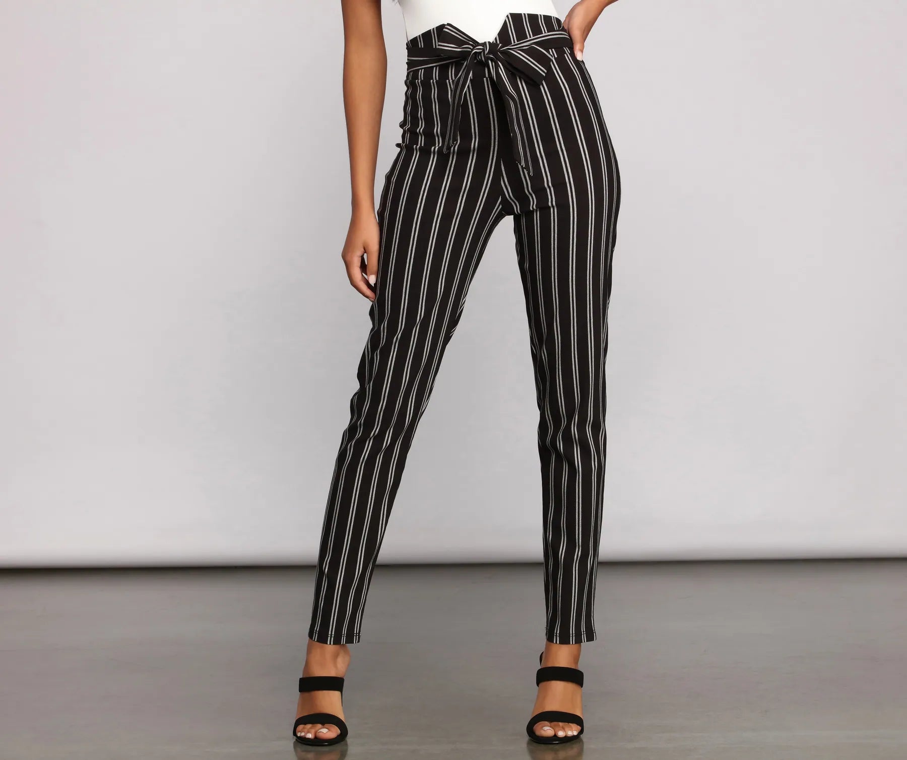 High Waist Skinny Striped Pants - Image 5