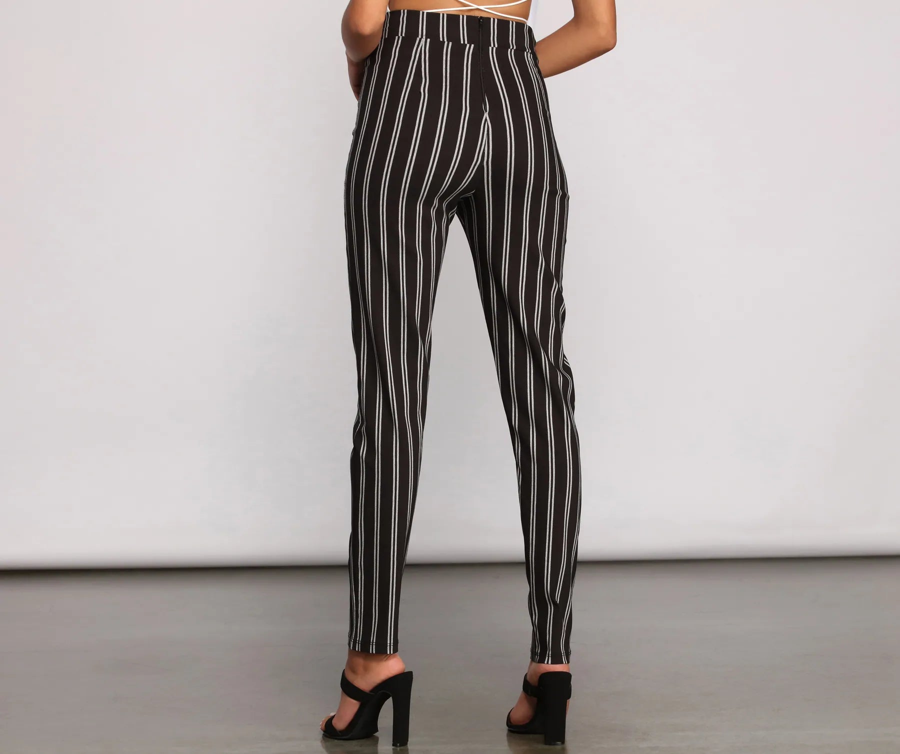High Waist Skinny Striped Pants - Image 9