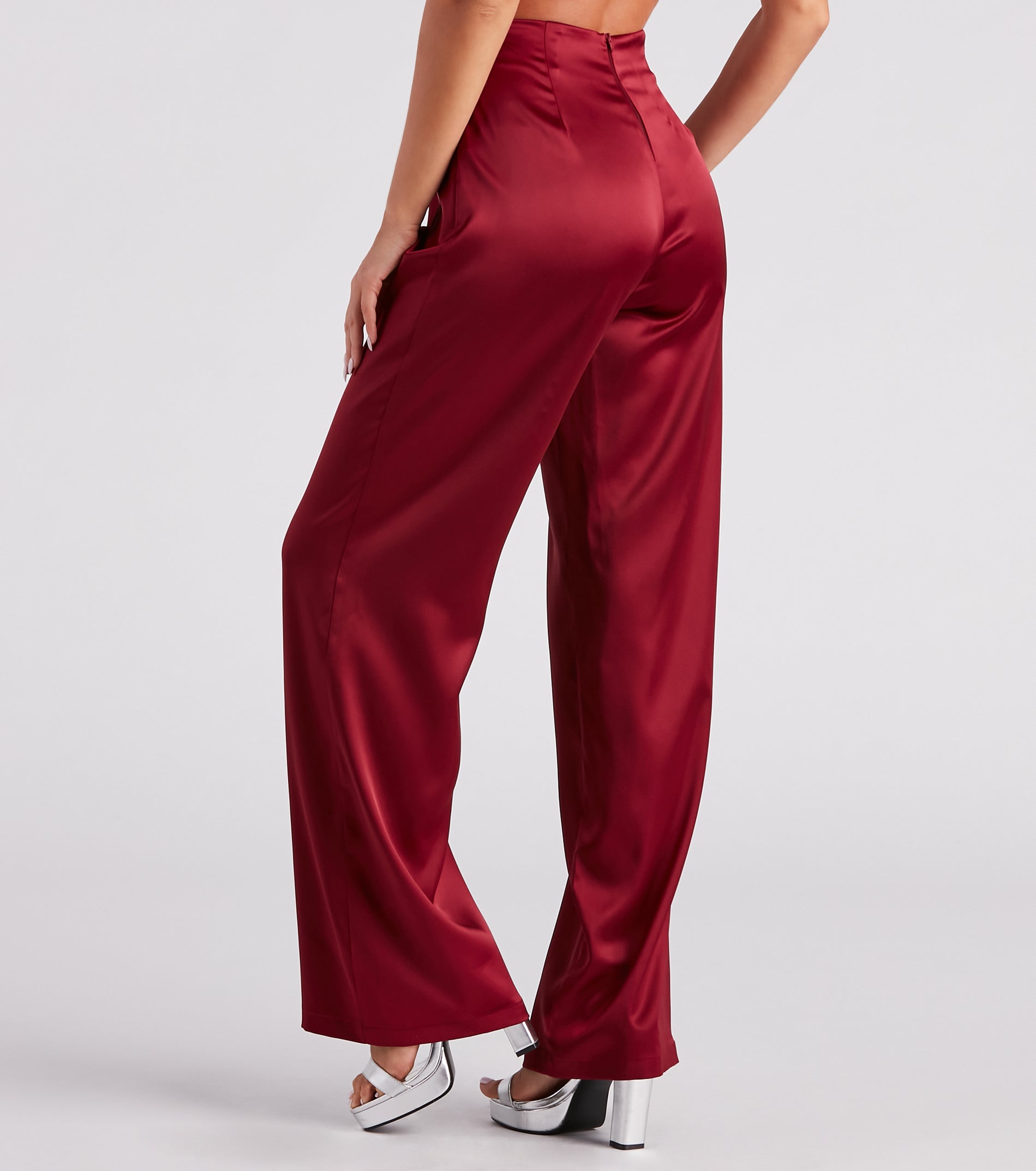 Elevated Details Sleek Satin Trouser Pants - Image 3