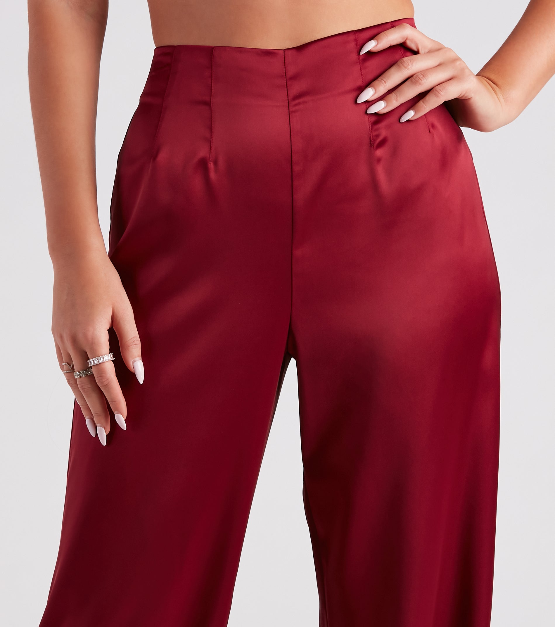 Elevated Details Sleek Satin Trouser Pants - Image 4