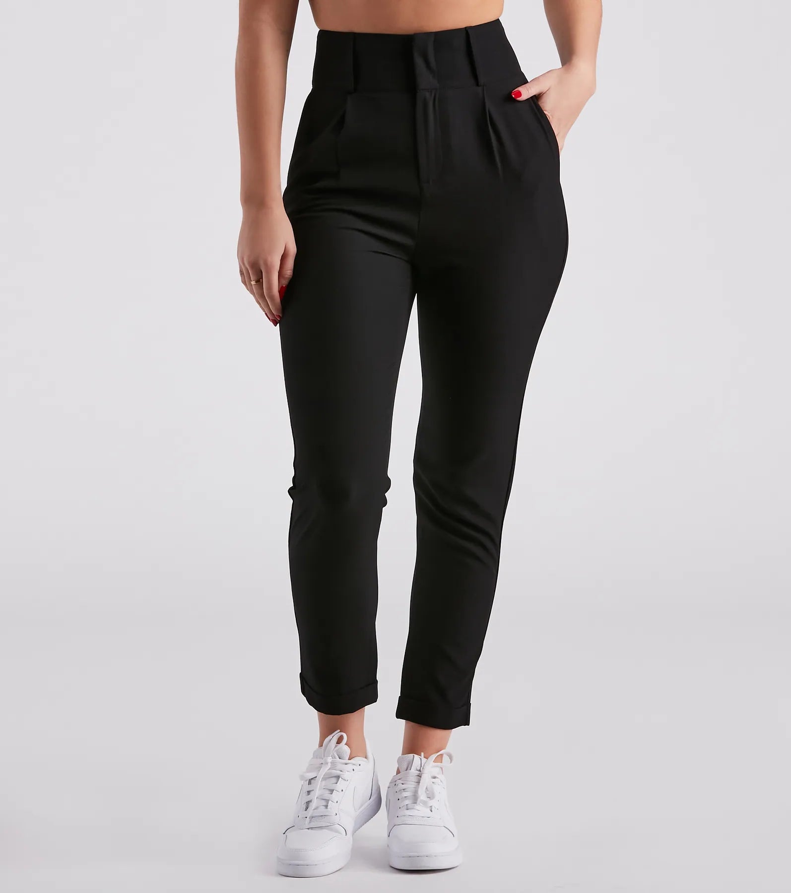 Perfectly Pleated Cuffed Trouser Pants - Image 9
